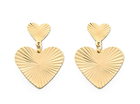 Textured Two Heart Earrings