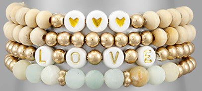 "Love" Tan Bracelet Stack