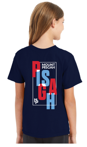 Youth Navy Pisgah Design Short Sleeve Shirt