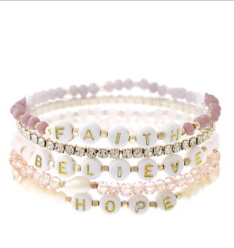 Faith Believe Hope Beaded Bracelet Set
