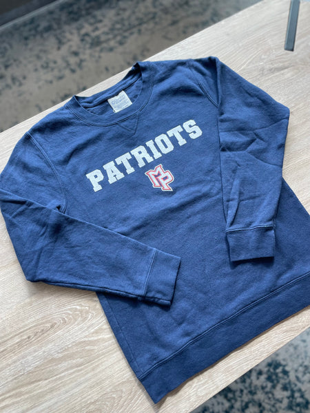Youth Crewneck -  Navy with White Patriots