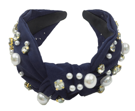Pearl and Crystal Studded Knot Headband