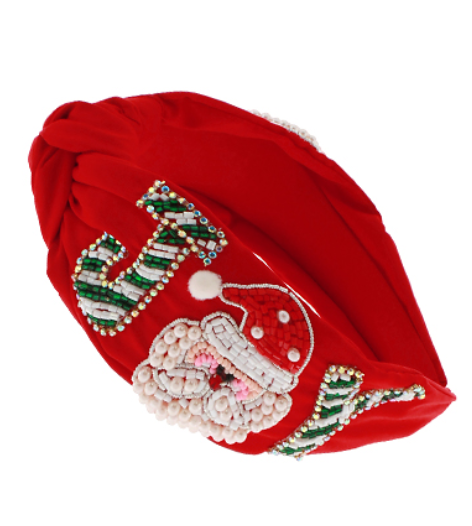 'JOY' Santa Beaded Headband