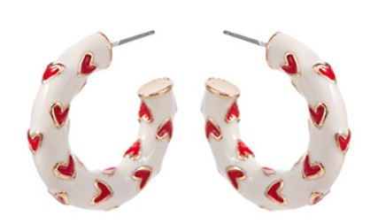 Color Coded Metal Heart Hoops