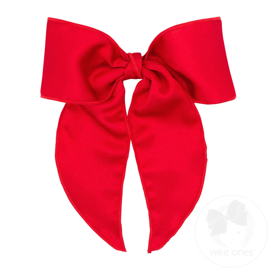 King Satin Bowtie with Twisted Wrap and Whimsy Tails in Red