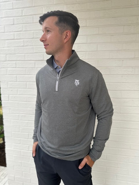 Men's Peter Millar Perth Performance Quarter Zip Pullover- Iron