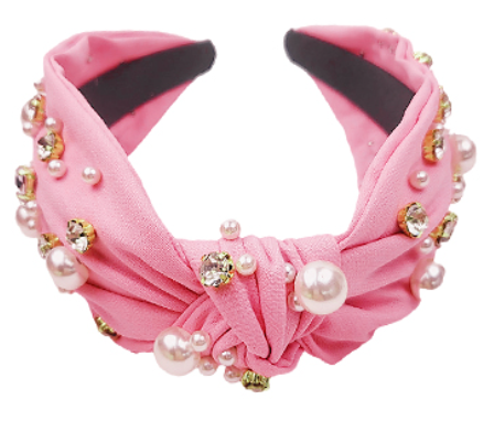 Pearl and Crystal Studded Knot Headband