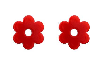 Red Flower Stud Earrings