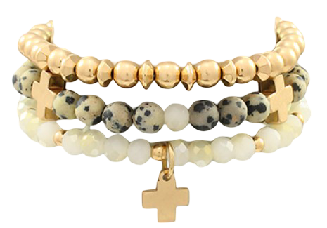 Cross and Stone Beaded Bracelets