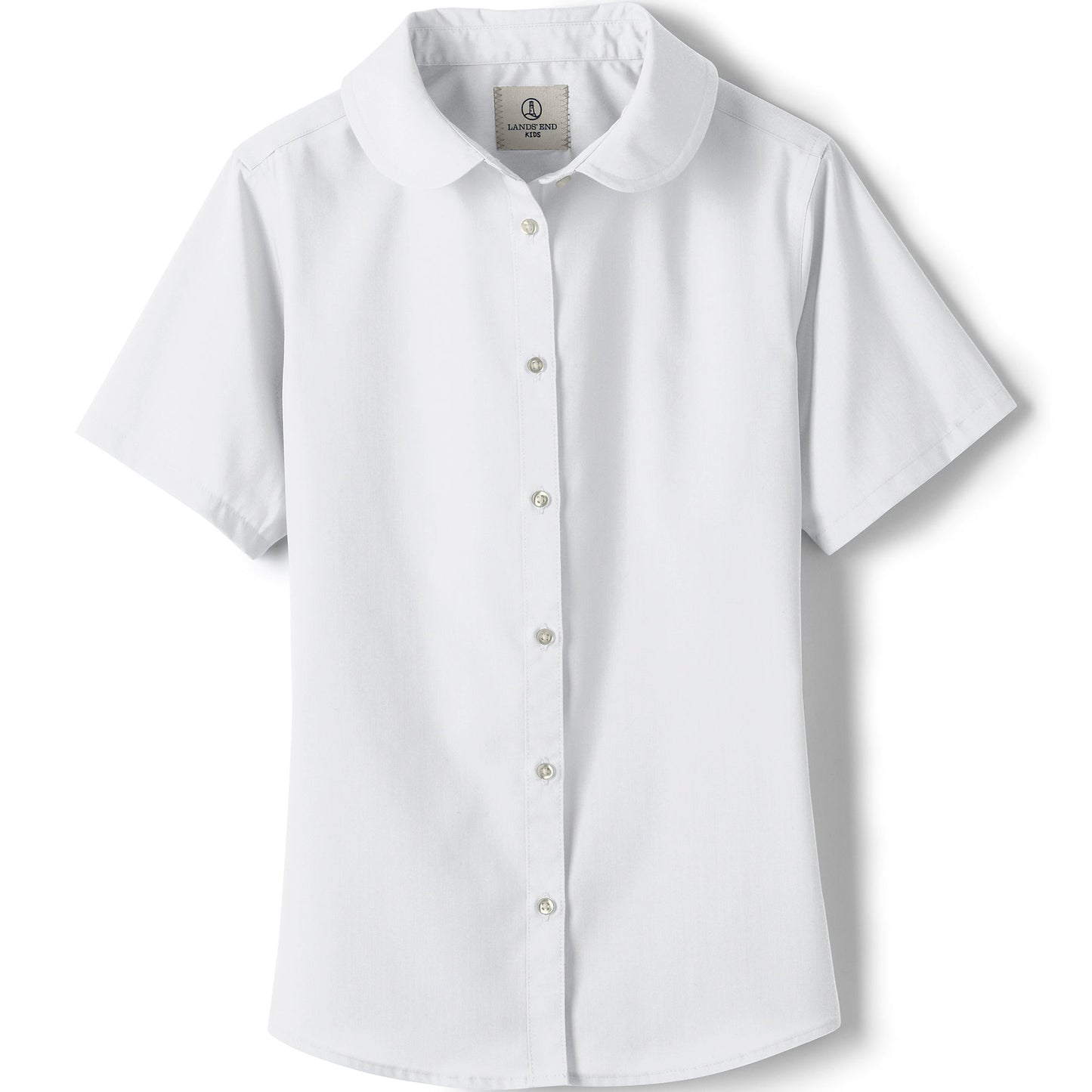 Girls Short Sleeve Peter Pan Collar Broadcloth Shirt (JK-2nd Grade)