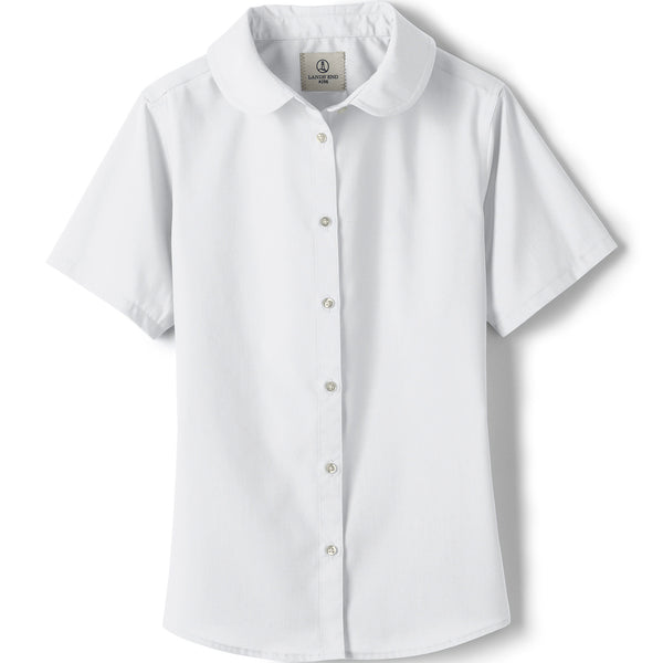 School Uniform Girls Short Sleeve Peter Pan Collar Broadcloth Shirt