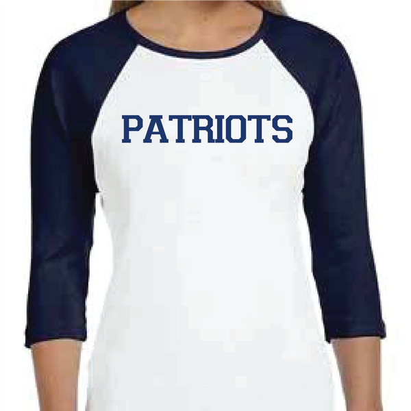 Ladies Patriots Baseball 3/4 Sleeve